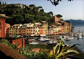 Gekleurde huisjes in Portofino, Riviera di Levante