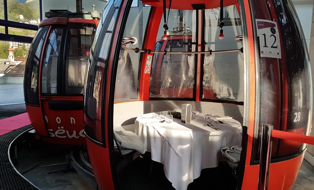 Dineren in skilift, Valgardena © Claudia Zanin