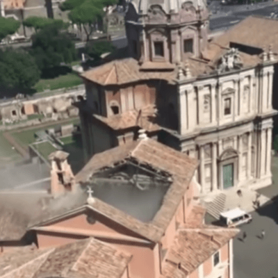 Kerkdak in Rome ingestort