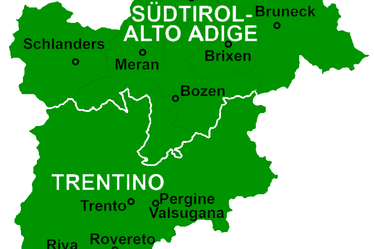 Plattegrond Trentino-Alto Adige [Trentino - Zuid Tirol]
