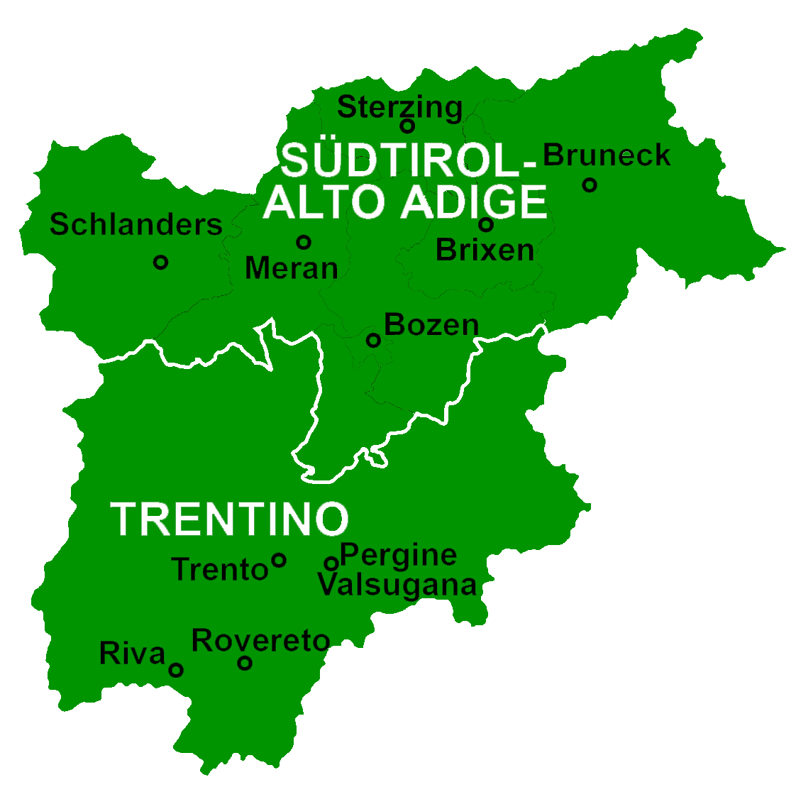 Plattegrond Trentino-Alto Adige [Trentino - Zuid Tirol]
